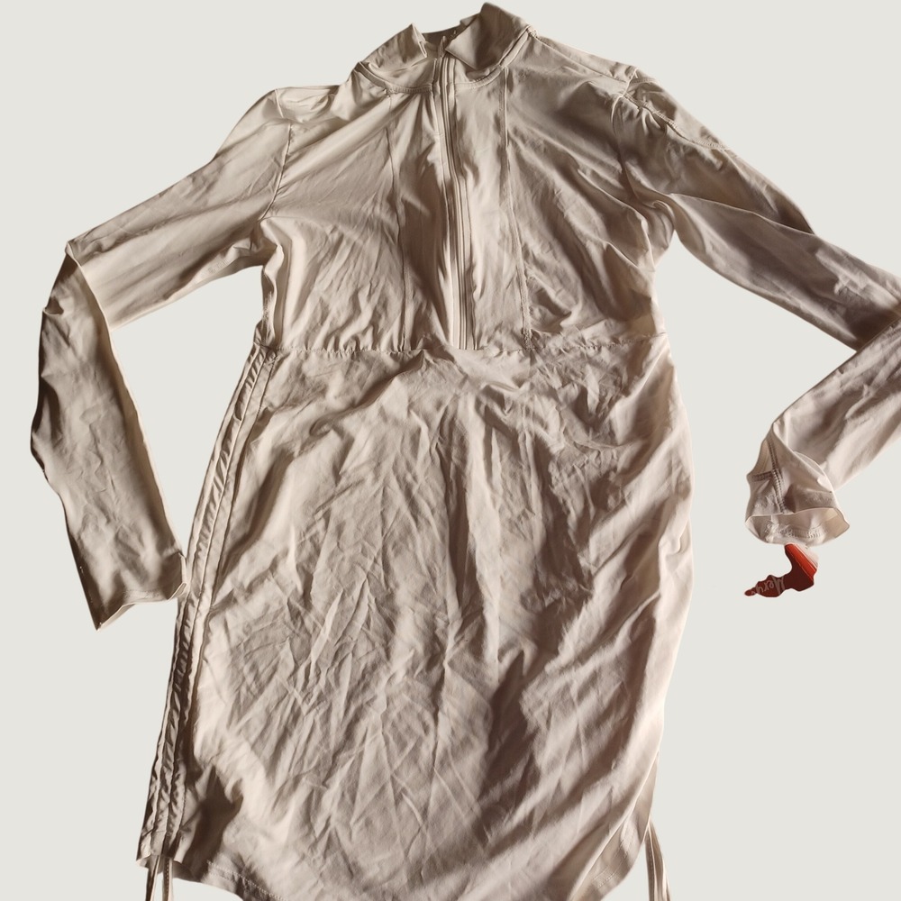 BloqUV White UPF 50+ Sun Protection Dress Cover Up Style 2010 Ruched Large NEW